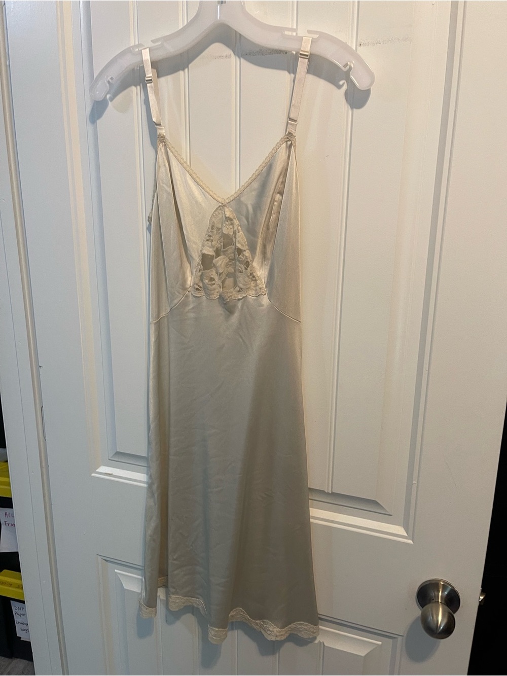 Sears Nylon Lace-Trim Full Slip Vintage Undergarment in Cream